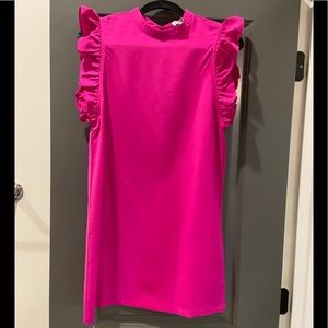 Pink ruffle sleeve dress